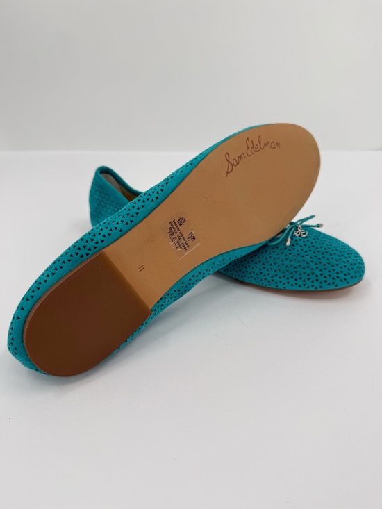 Sam Edelman Felicia 2 Cutout Perforated Leather Ballet Flat in Teal Size 11 - Picture 6 of 8
